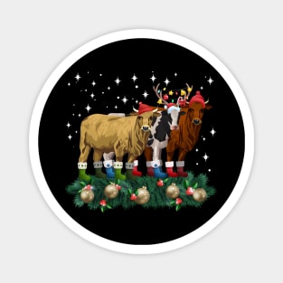 Cow Reindeer Hat Santa Christmas Light Funny Cow Magnet